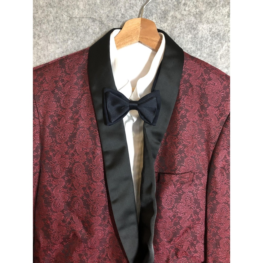 Alexandre Tuxedo Jacket 40 Red Dragon Jacquard One Button England Prom Wedding